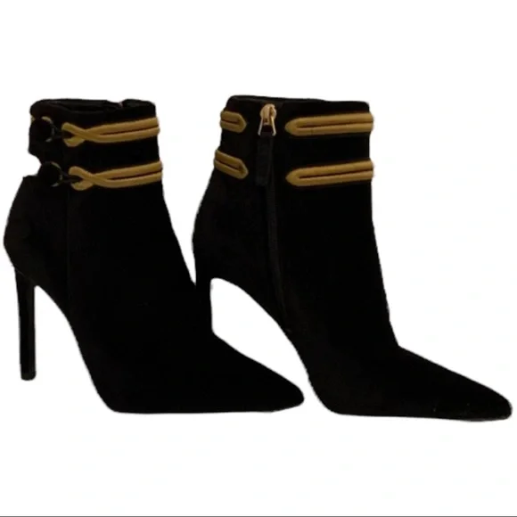 Nine West Pointy Toe Victorian Style Booties Suede Ankle Boots Size 5.5M - Picture 1 of 7